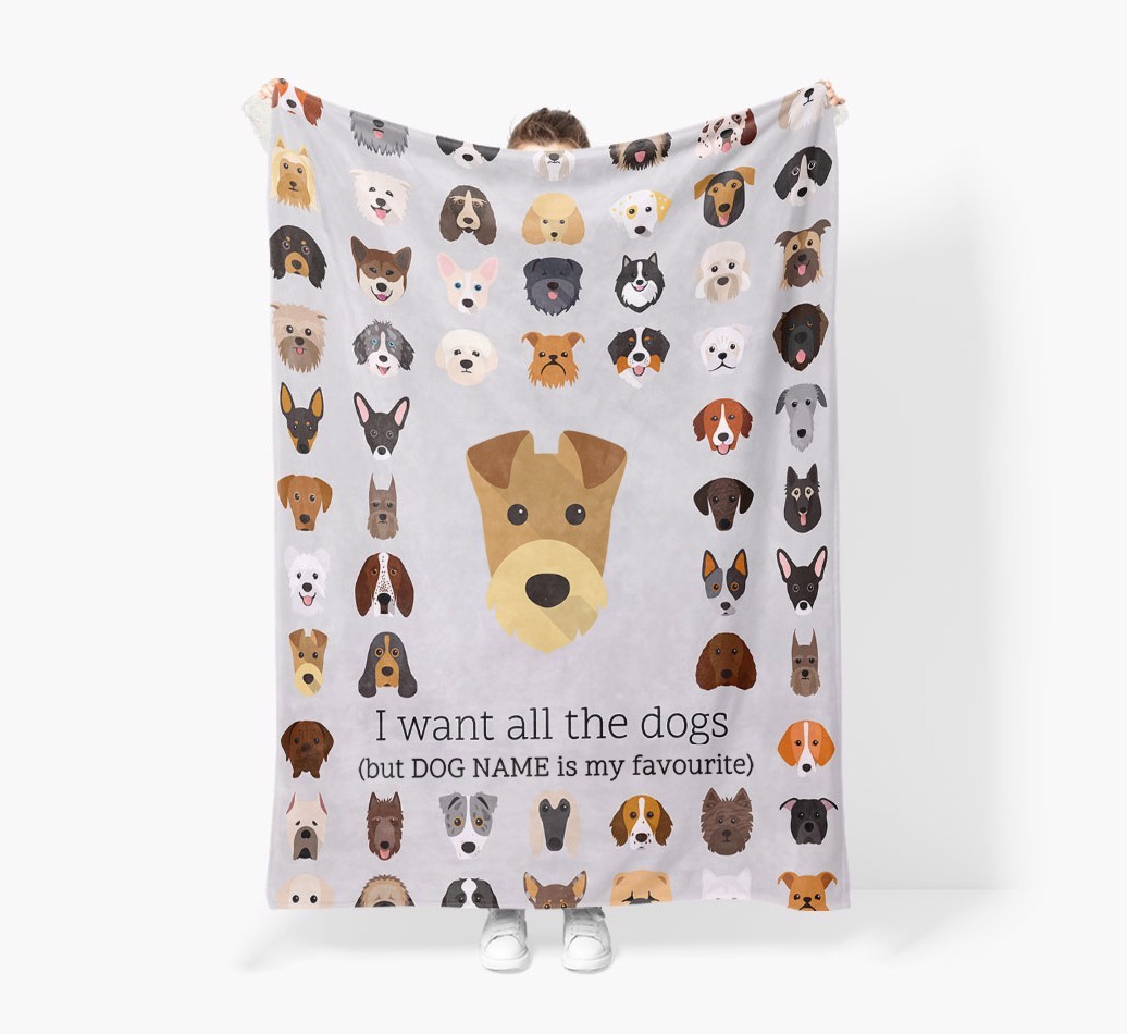 'All The Dogs' - Personalised Sherpa Fleece Blanket with {breedFullName} Yappicon