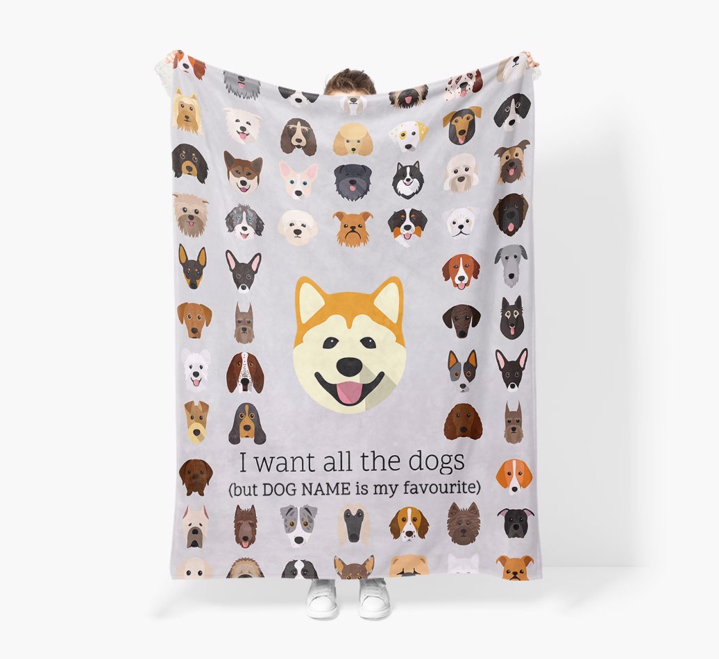 'All The Dogs' - Personalised Sherpa Fleece Blanket with {breedFullName} Yappicon