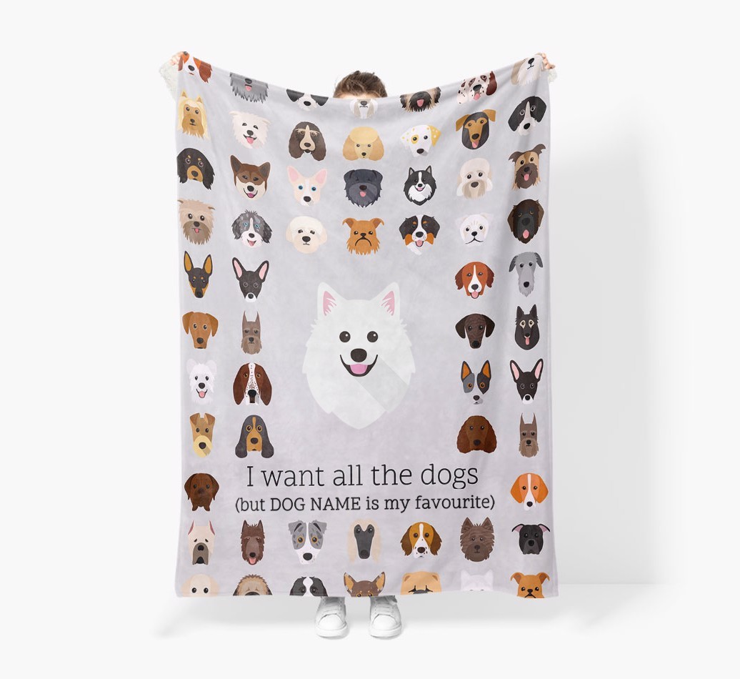 'All The Dogs' - Personalised Sherpa Fleece Blanket with {breedFullName} Yappicon