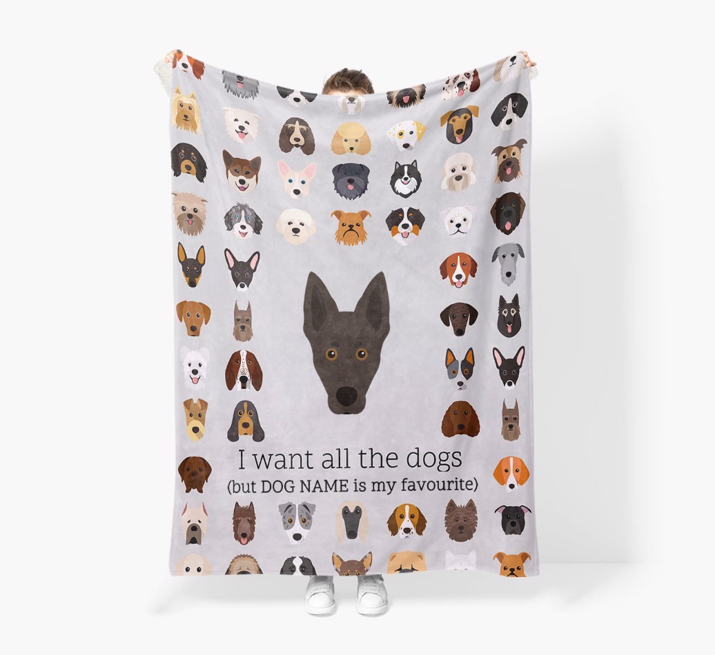 'All The Dogs' - Personalised Sherpa Fleece Blanket with {breedFullName} Yappicon