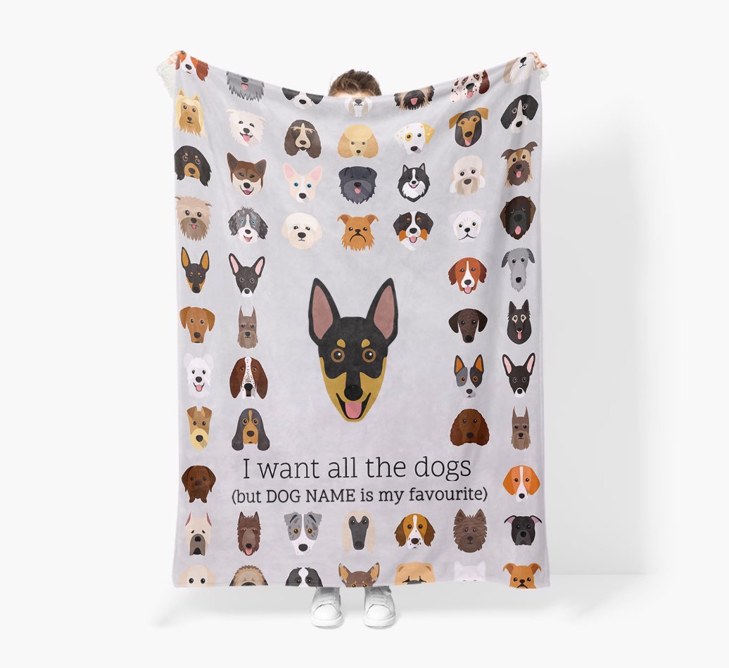 'All The Dogs' - Personalised Sherpa Fleece Blanket with {breedFullName} Yappicon