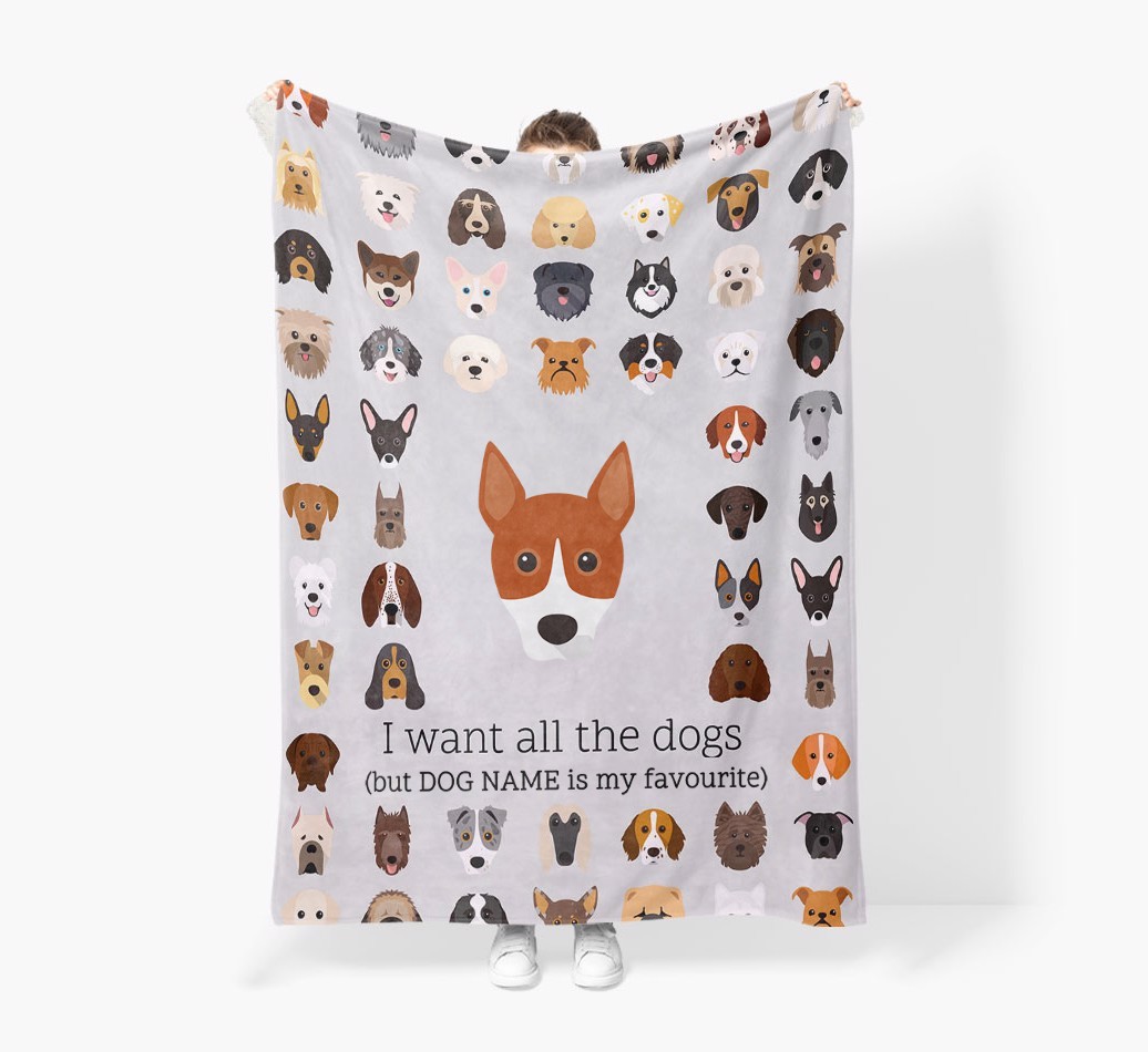'All The Dogs' - Personalized {breedFullName} Blanket: Premium Sherpa Fleece