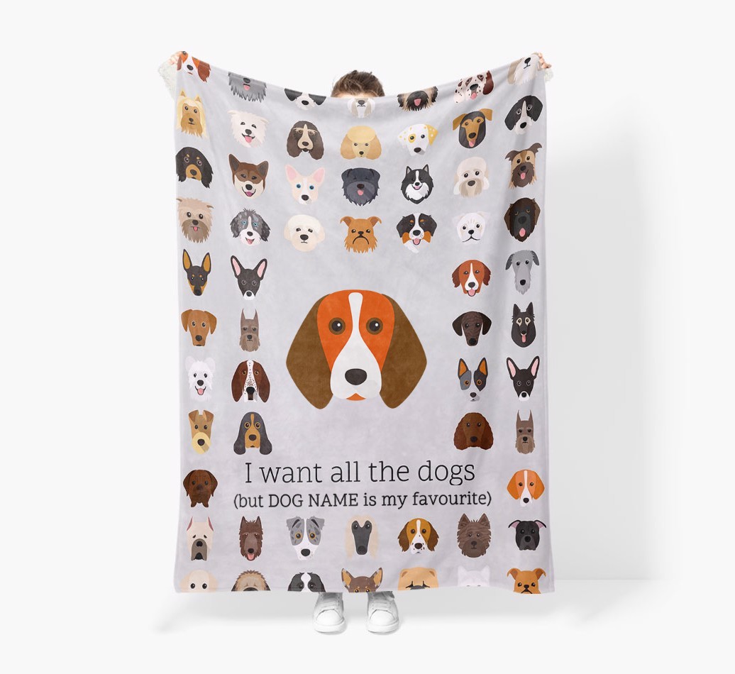 'All The Dogs' - Personalised Sherpa Fleece Blanket with {breedFullName} Yappicon