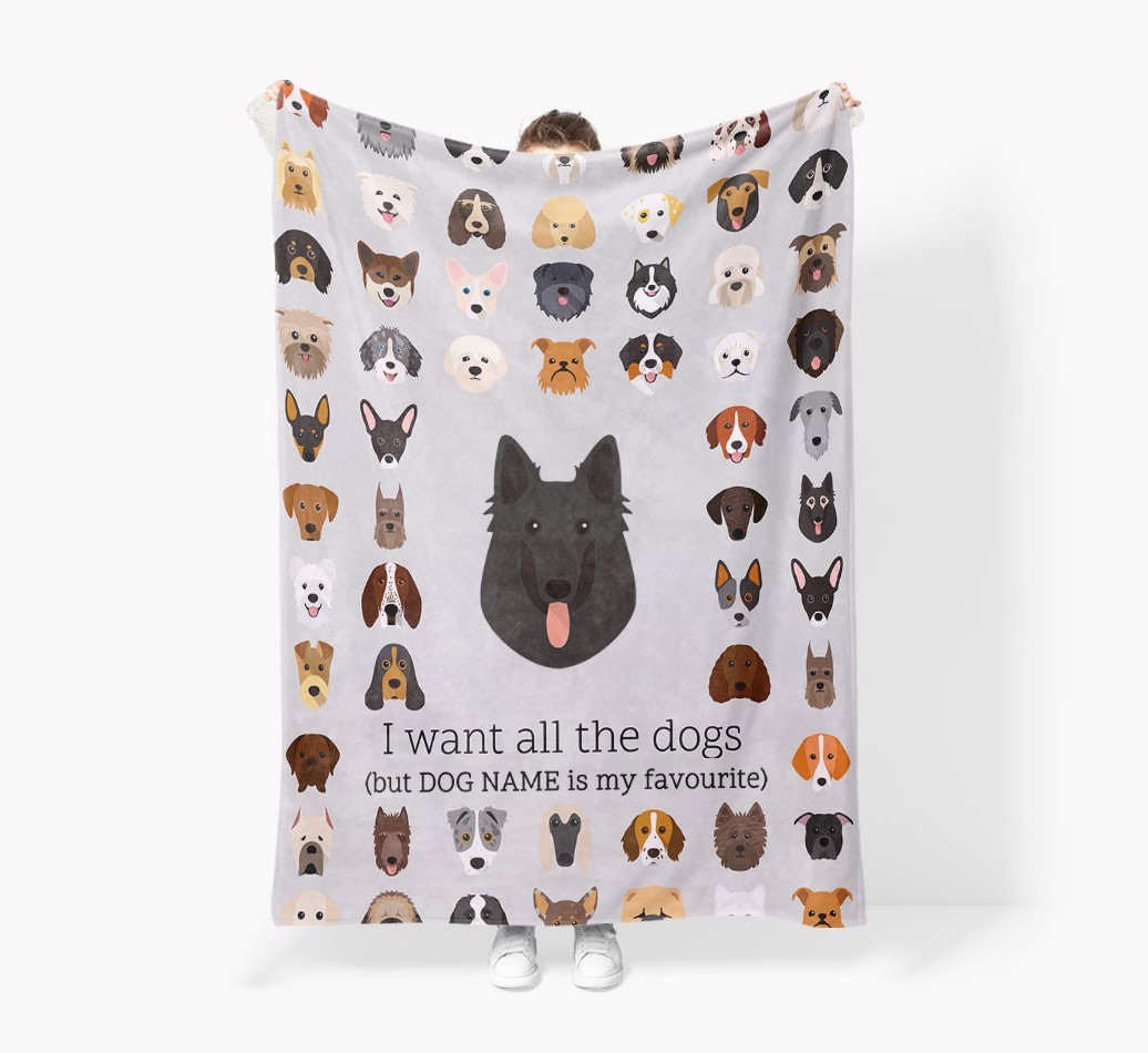 'All The Dogs' - Personalised Sherpa Fleece Blanket with {breedFullName} Yappicon