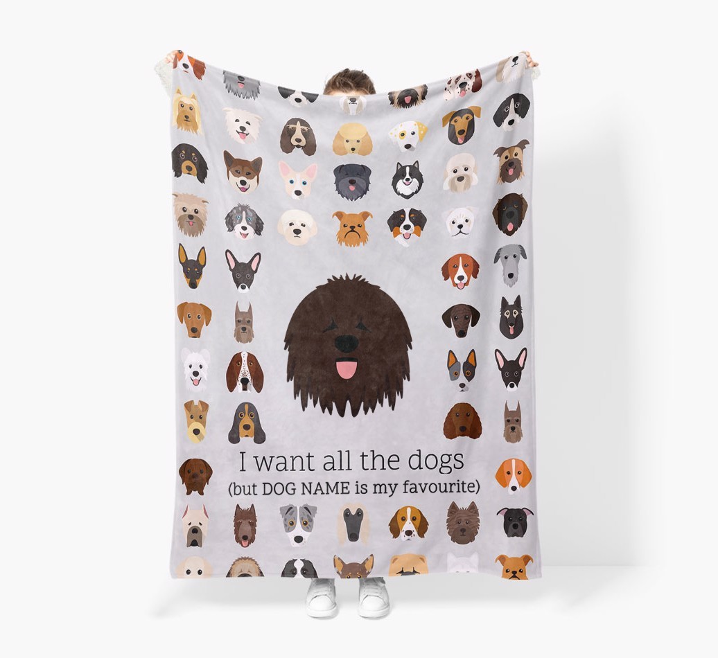 'All The Dogs' - Personalised Sherpa Fleece Blanket with {breedFullName} Yappicon