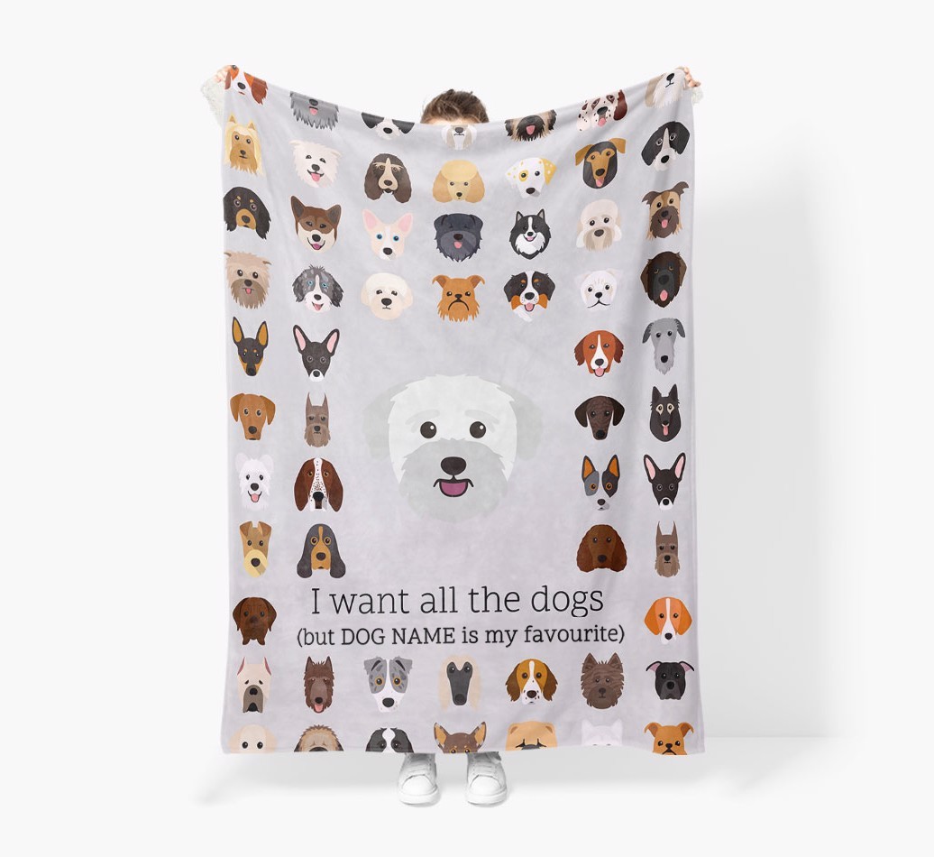 'All The Dogs' - Personalised Sherpa Fleece Blanket with {breedFullName} Yappicon