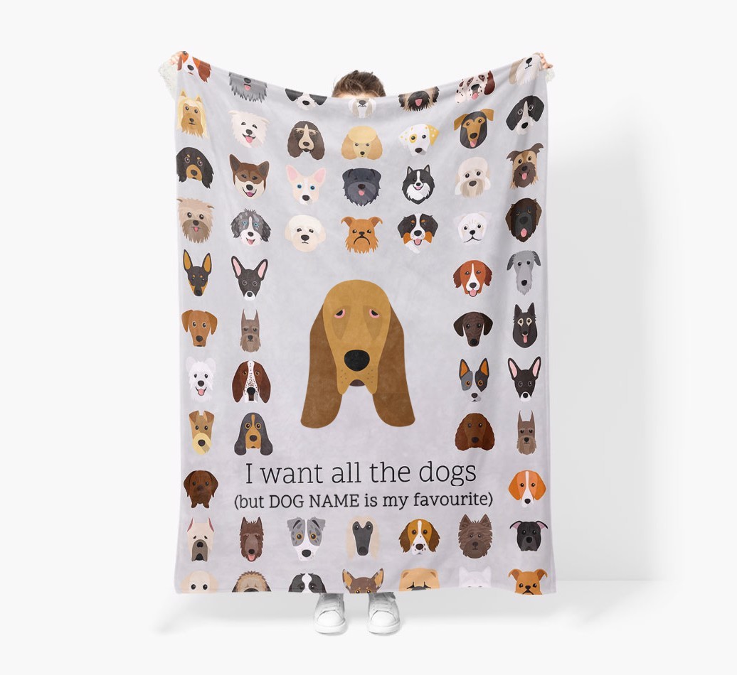 'All The Dogs' - Personalised Sherpa Fleece Blanket with {breedFullName} Yappicon