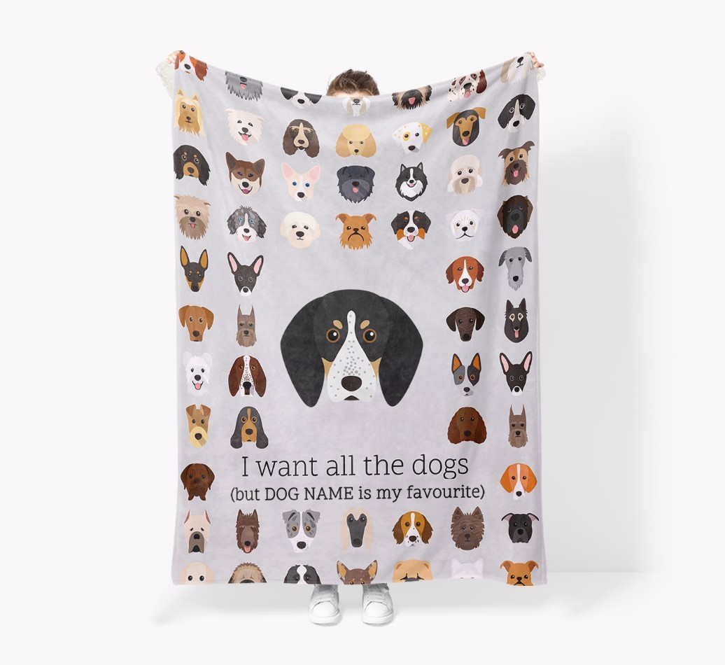 'All The Dogs' - Personalised Sherpa Fleece Blanket with {breedFullName} Yappicon