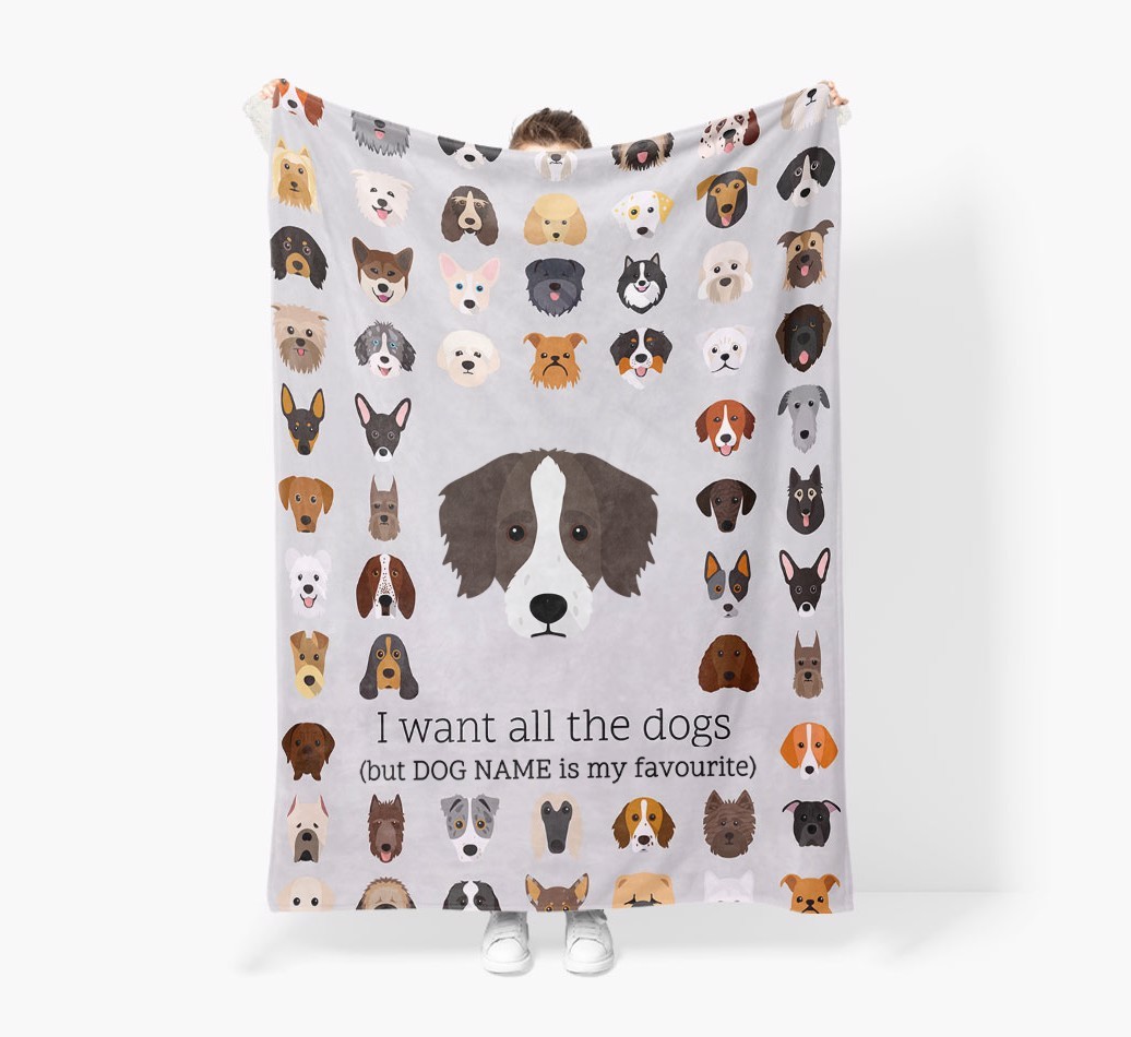 'All The Dogs' - Personalised Sherpa Fleece Blanket with {breedFullName} Yappicon