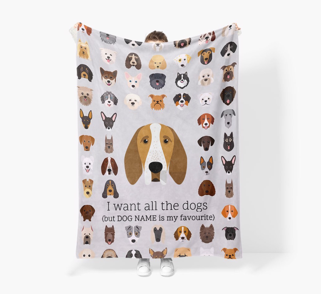'All The Dogs' - Personalised Sherpa Fleece Blanket with {breedFullName} Yappicon