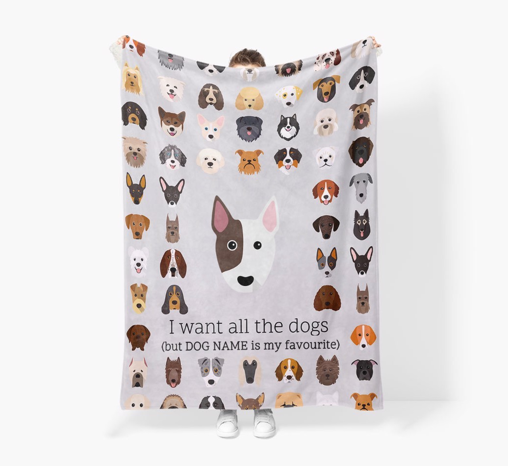 'All The Dogs' - Personalized {breedFullName} Blanket: Premium Sherpa Fleece