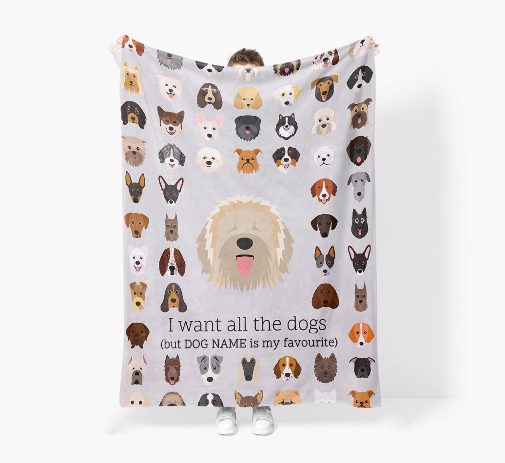 'All The Dogs' - Personalised Sherpa Fleece Blanket with {breedFullName} Yappicon