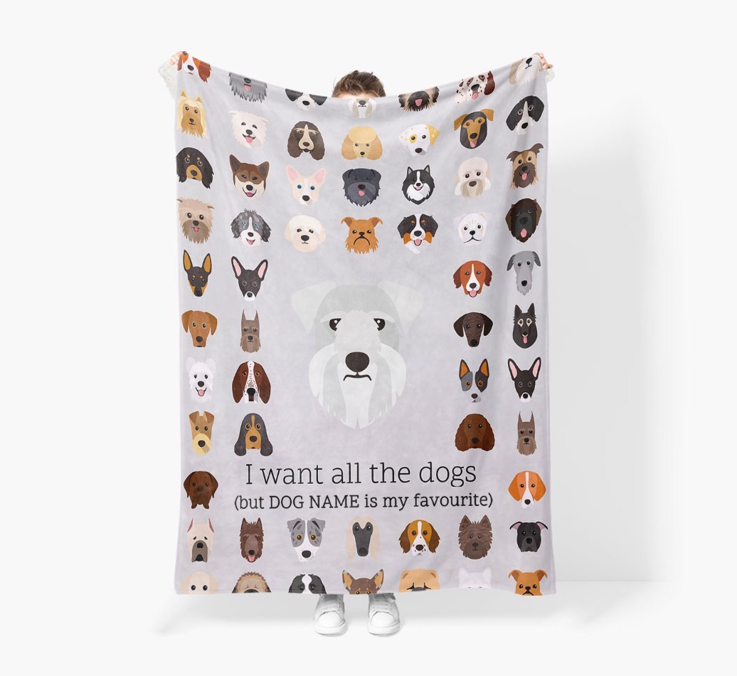 'All The Dogs' - Personalised Sherpa Fleece Blanket with {breedFullName} Yappicon