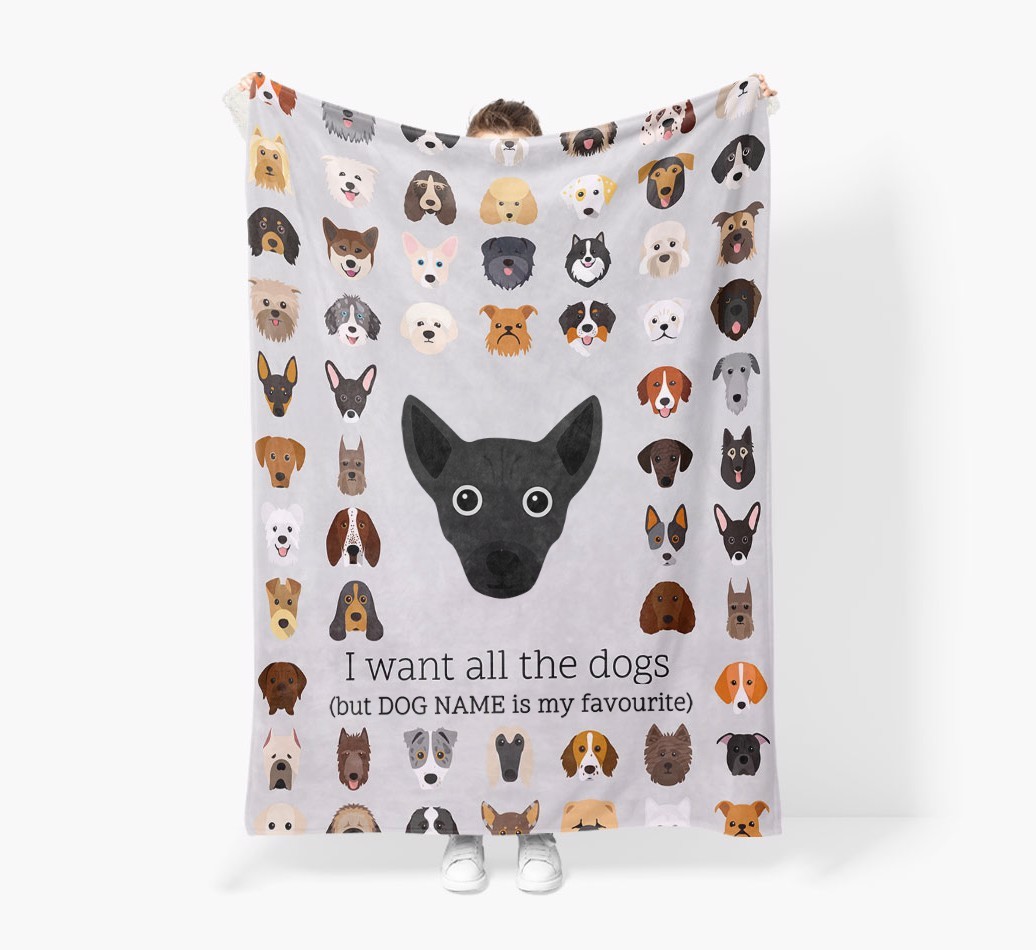 'All The Dogs' - Personalised Sherpa Fleece Blanket with {breedFullName} Yappicon