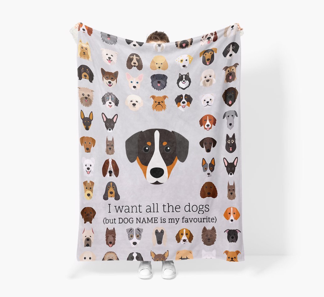 'All The Dogs' - Personalised Sherpa Fleece Blanket with {breedFullName} Yappicon