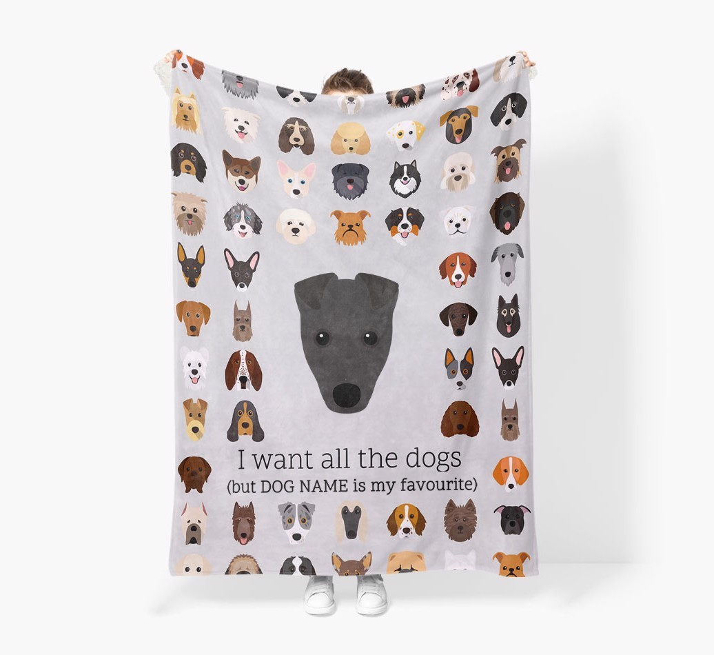 'All The Dogs' - Personalised Sherpa Fleece Blanket with {breedFullName} Yappicon