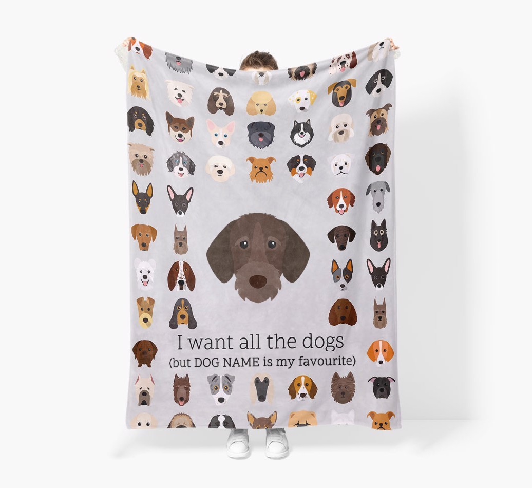 'All The Dogs' - Personalised Sherpa Fleece Blanket with {breedFullName} Yappicon