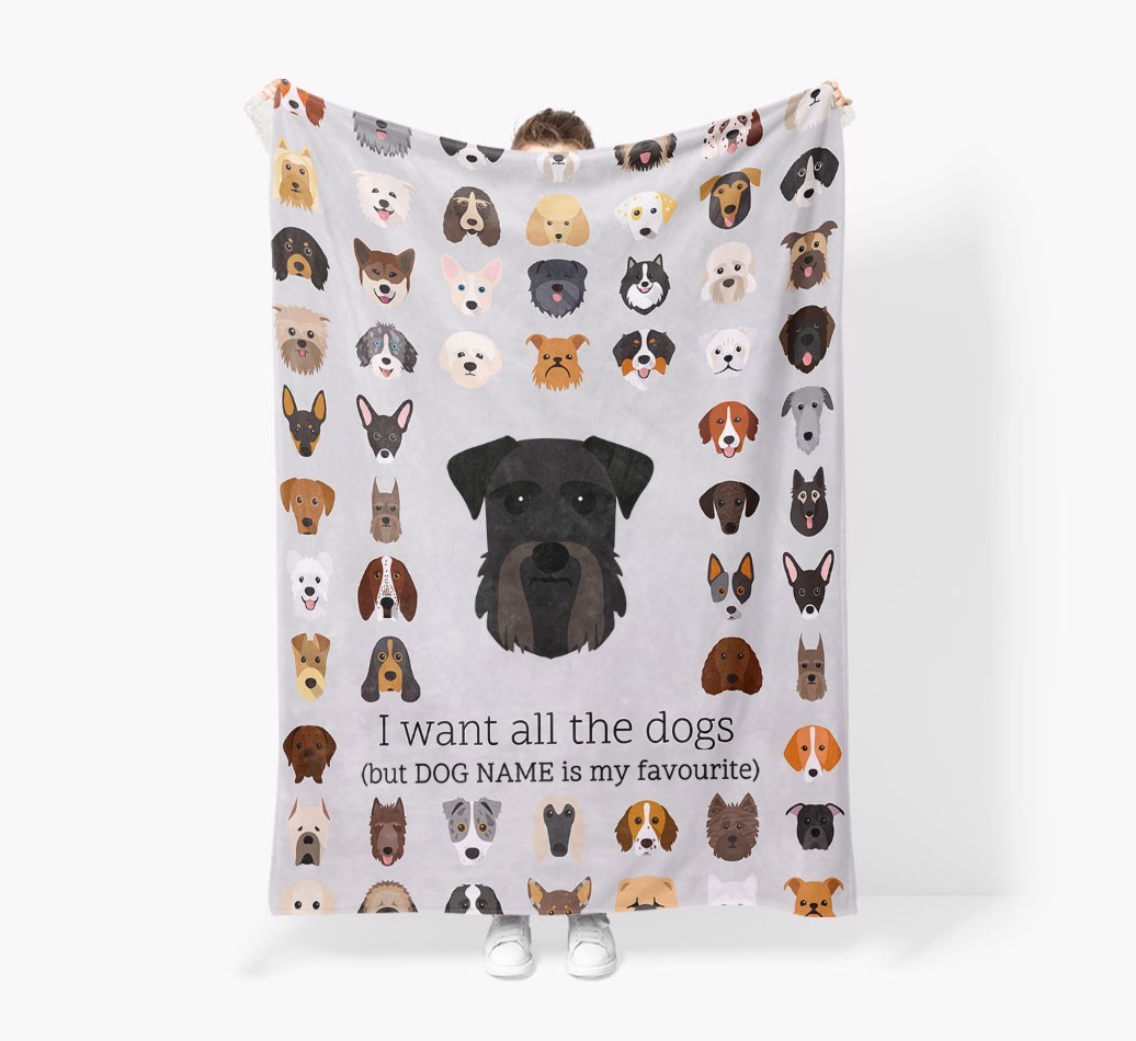 'All The Dogs' - Personalised Sherpa Fleece Blanket with {breedFullName} Yappicon