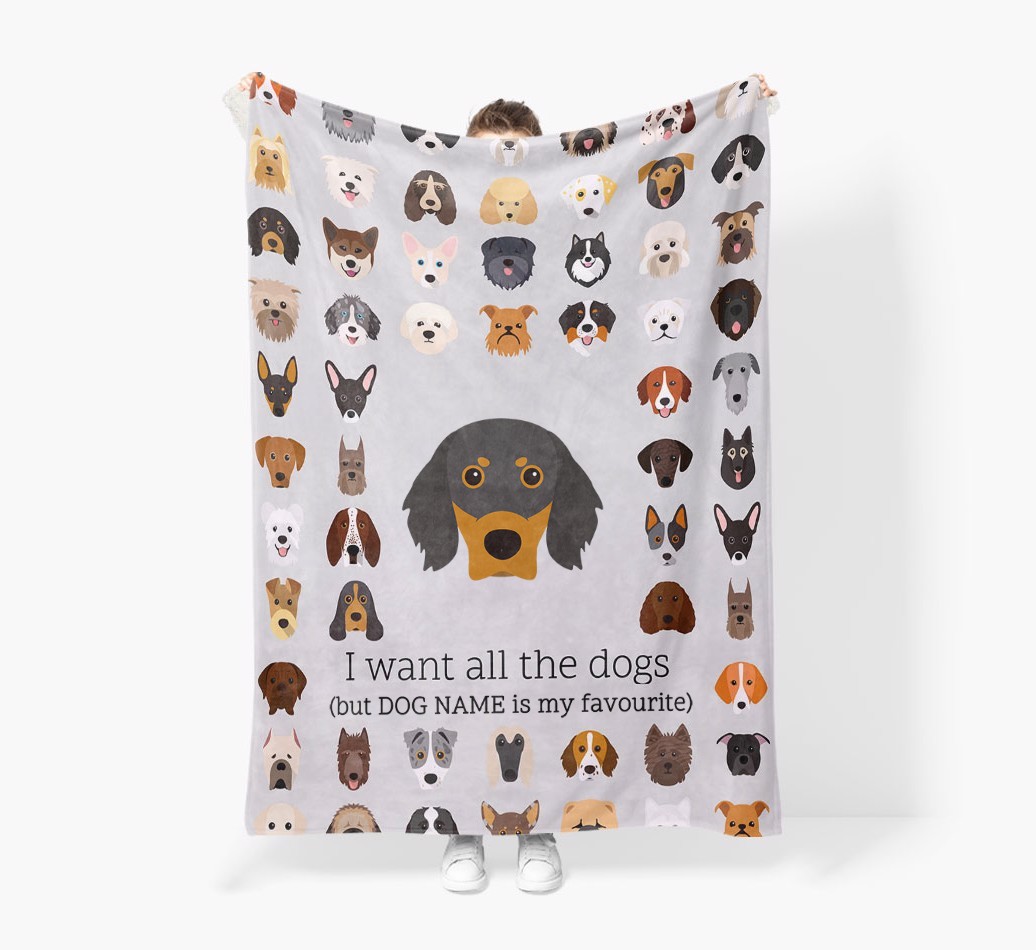 'All The Dogs' - Personalised Sherpa Fleece Blanket with {breedFullName} Yappicon
