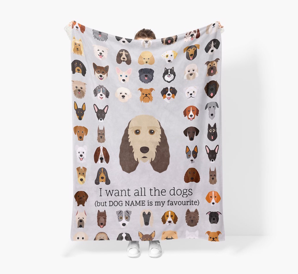 'All The Dogs' - Personalised Sherpa Fleece Blanket with {breedFullName} Yappicon