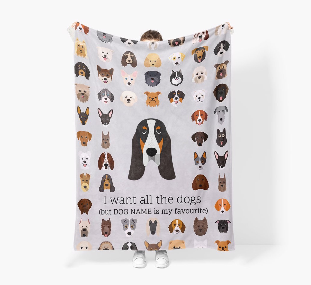 'All The Dogs' - Personalised Sherpa Fleece Blanket with {breedFullName} Yappicon