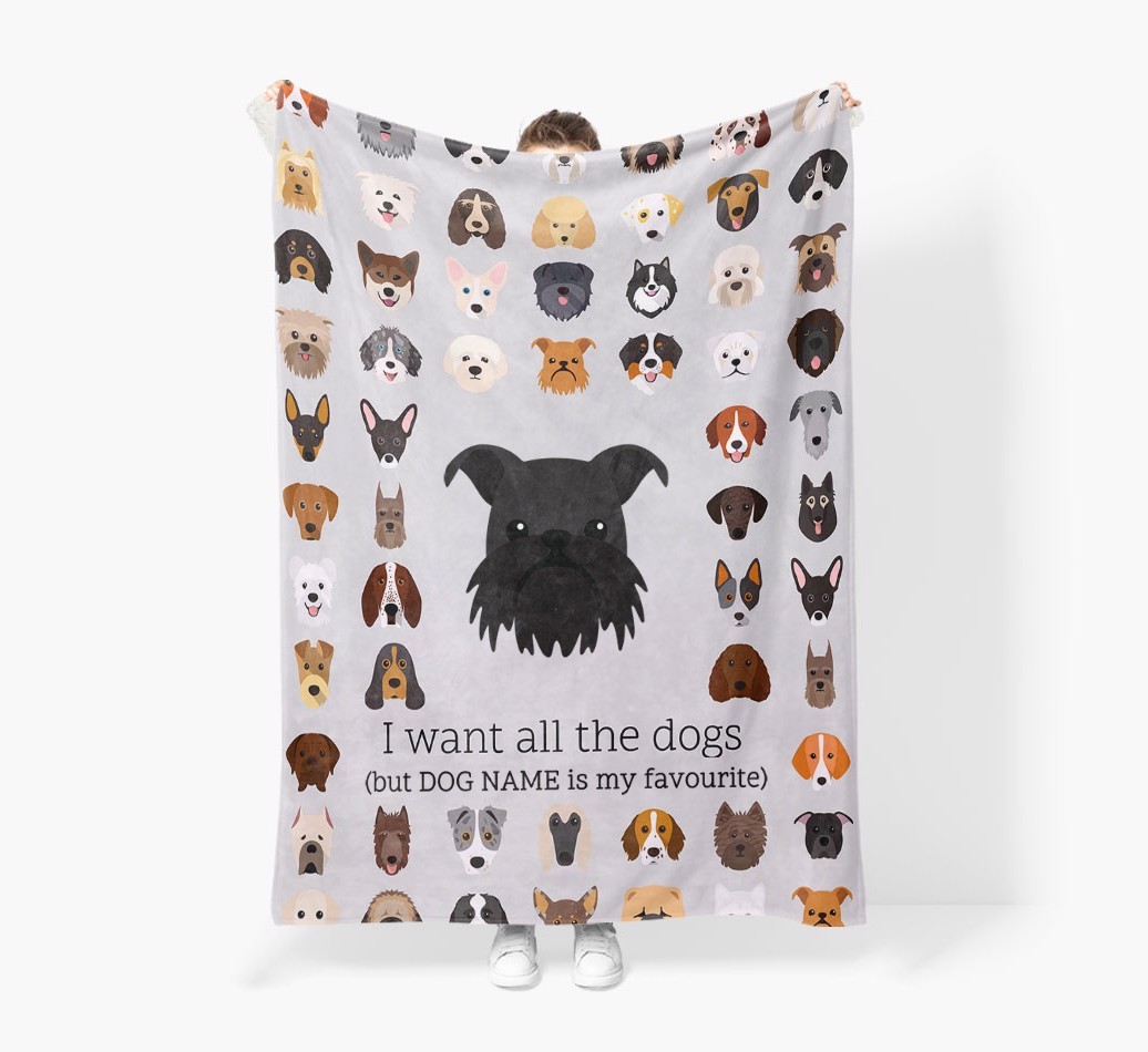 'All The Dogs' - Personalised Sherpa Fleece Blanket with {breedFullName} Yappicon