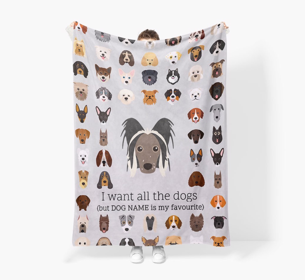 'All The Dogs' - Personalised Sherpa Fleece Blanket with {breedFullName} Yappicon
