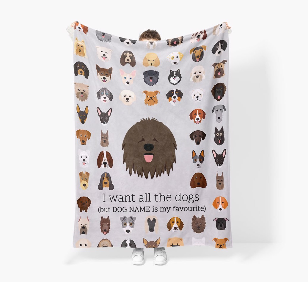 'All The Dogs' - Personalised Sherpa Fleece Blanket with {breedFullName} Yappicon