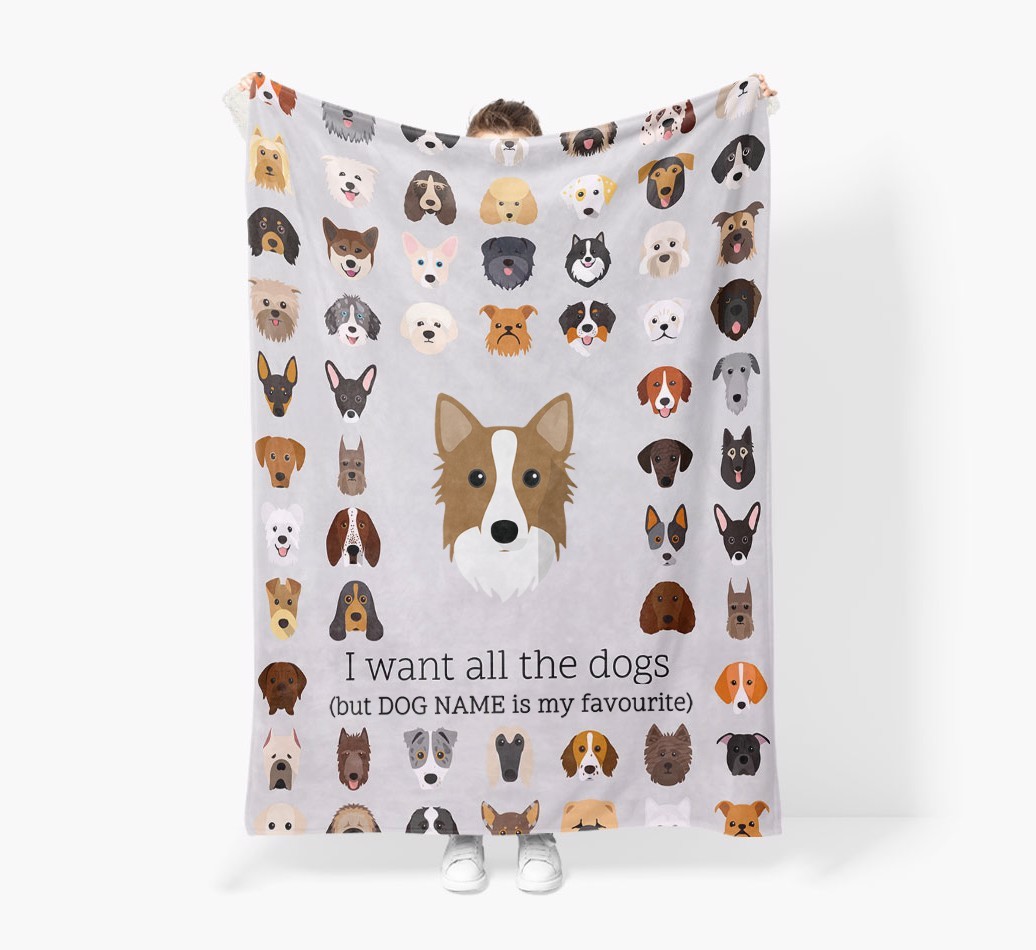 'All The Dogs' - Personalised Sherpa Fleece Blanket with {breedFullName} Yappicon
