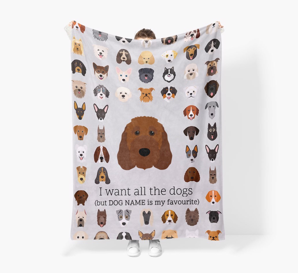 'All The Dogs' - Personalised Sherpa Fleece Blanket with {breedFullName} Yappicon