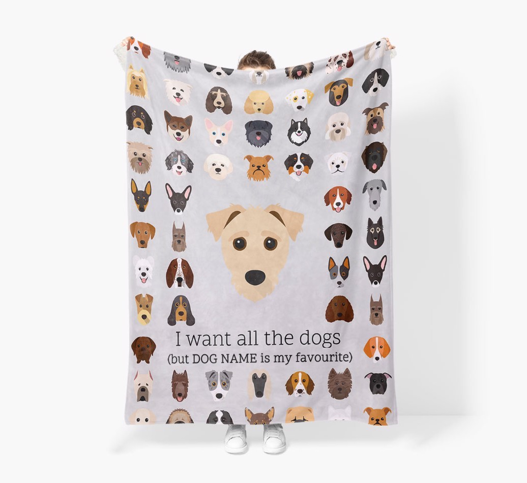 'All The Dogs' - Personalised Sherpa Fleece Blanket with {breedFullName} Yappicon