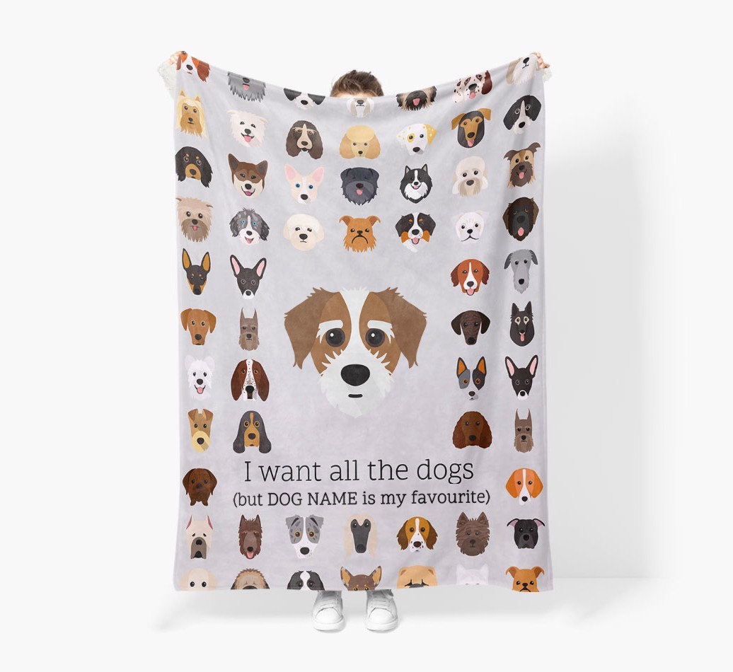 'All The Dogs' - Personalized {breedFullName} Blanket: Premium Sherpa Fleece