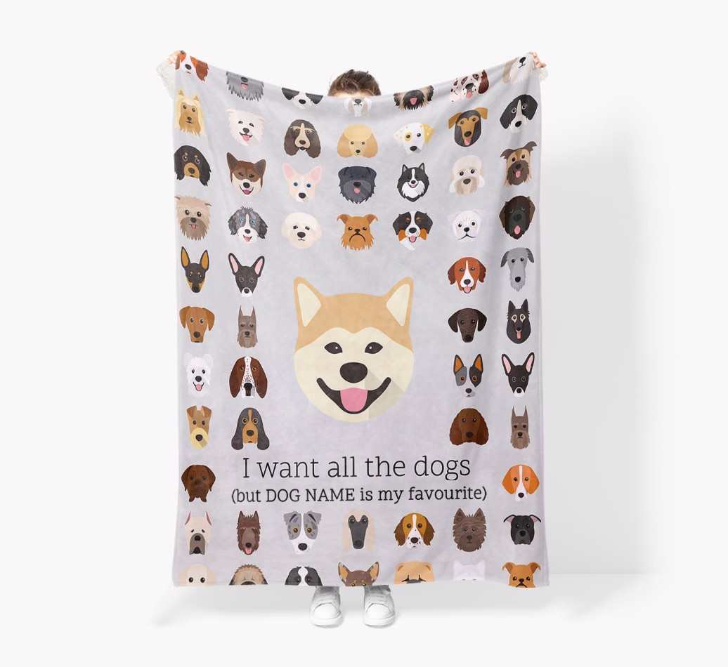 'All The Dogs' - Personalised Sherpa Fleece Blanket with {breedFullName} Yappicon