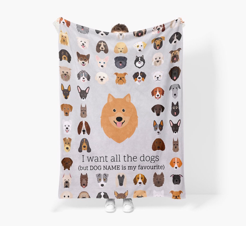 'All The Dogs' - Personalised Sherpa Fleece Blanket with {breedFullName} Yappicon