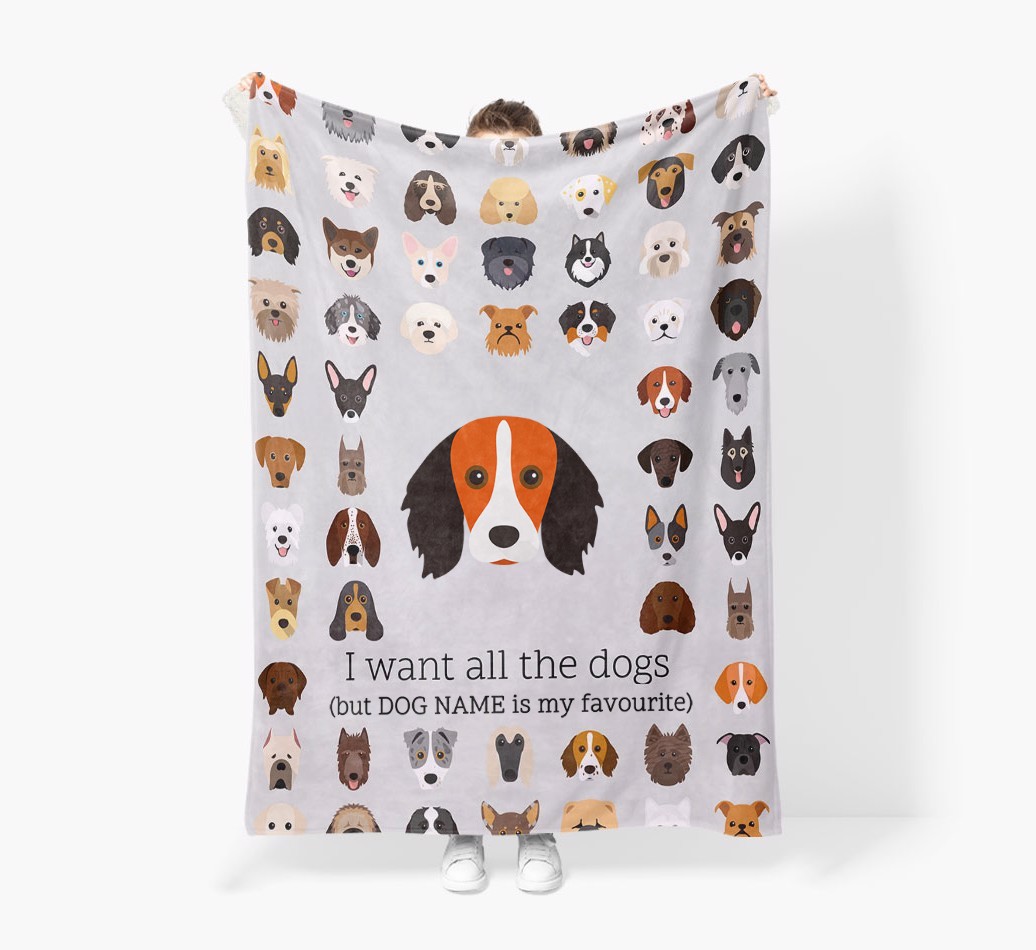 'All The Dogs' - Personalised Sherpa Fleece Blanket with {breedFullName} Yappicon