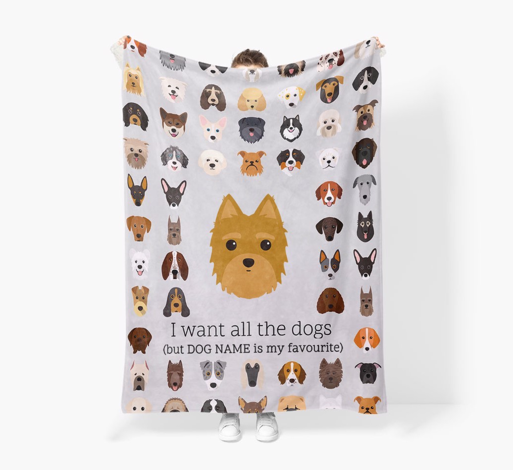 'All The Dogs' - Personalised Sherpa Fleece Blanket with {breedFullName} Yappicon
