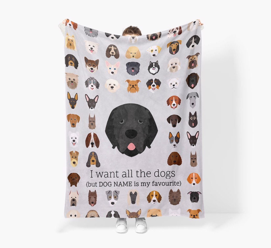 'All The Dogs' - Personalised Sherpa Fleece Blanket with {breedFullName} Yappicon