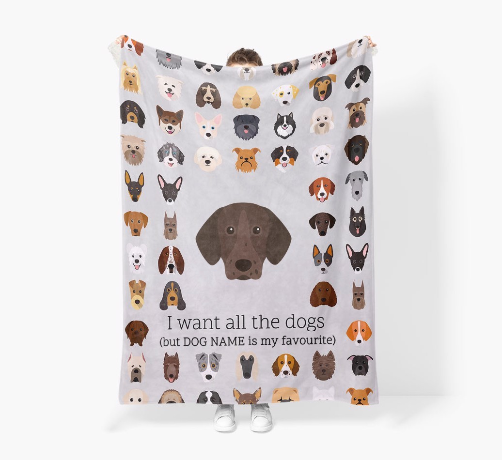 'All The Dogs' - Personalised Sherpa Fleece Blanket with {breedFullName} Yappicon