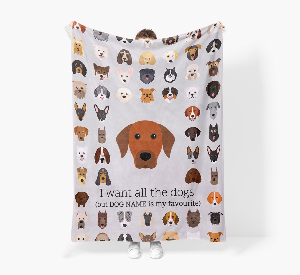 'All The Dogs' - Personalised Sherpa Fleece Blanket with {breedFullName} Yappicon