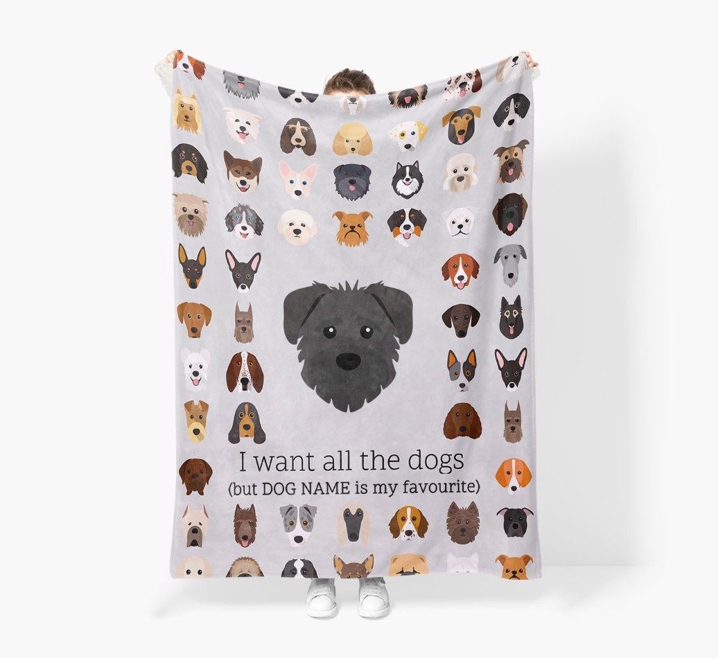 'All The Dogs' - Personalised Sherpa Fleece Blanket with {breedFullName} Yappicon