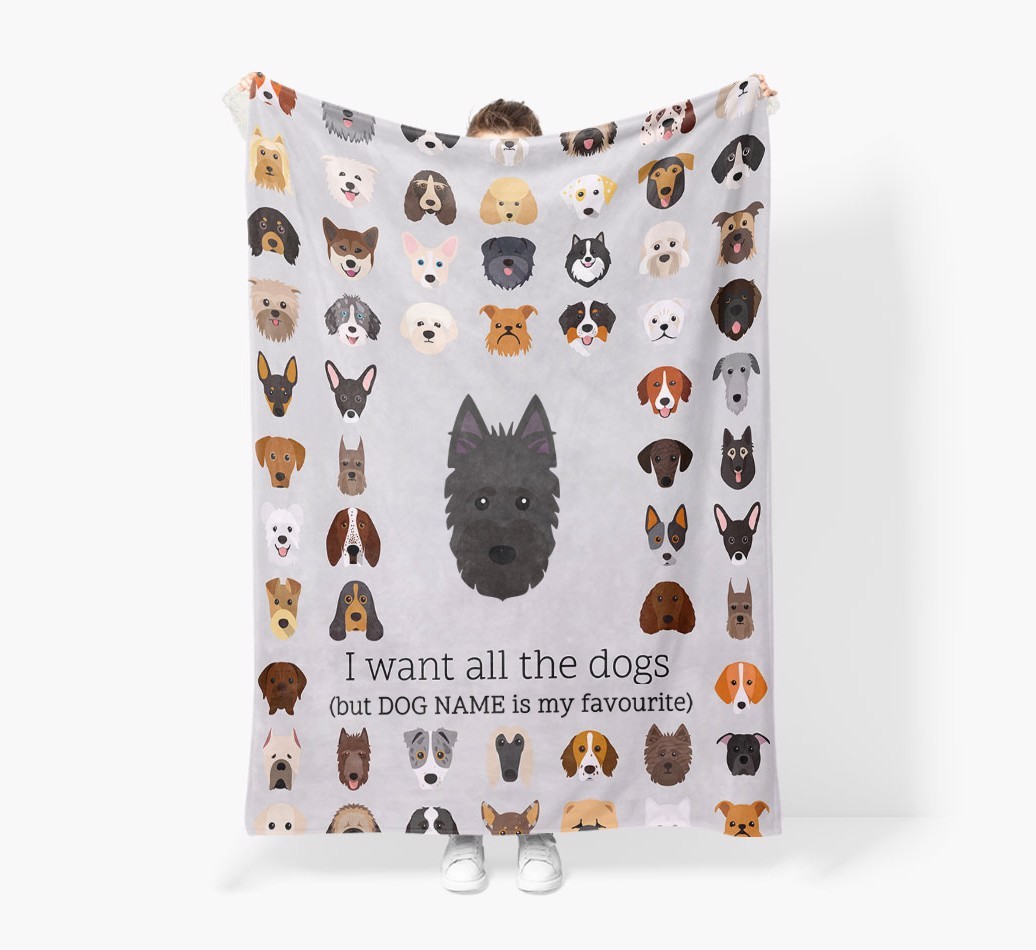 'All The Dogs' - Personalised Sherpa Fleece Blanket with {breedFullName} Yappicon