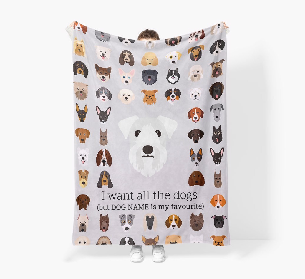 'All The Dogs' - Personalised Sherpa Fleece Blanket with {breedFullName} Yappicon