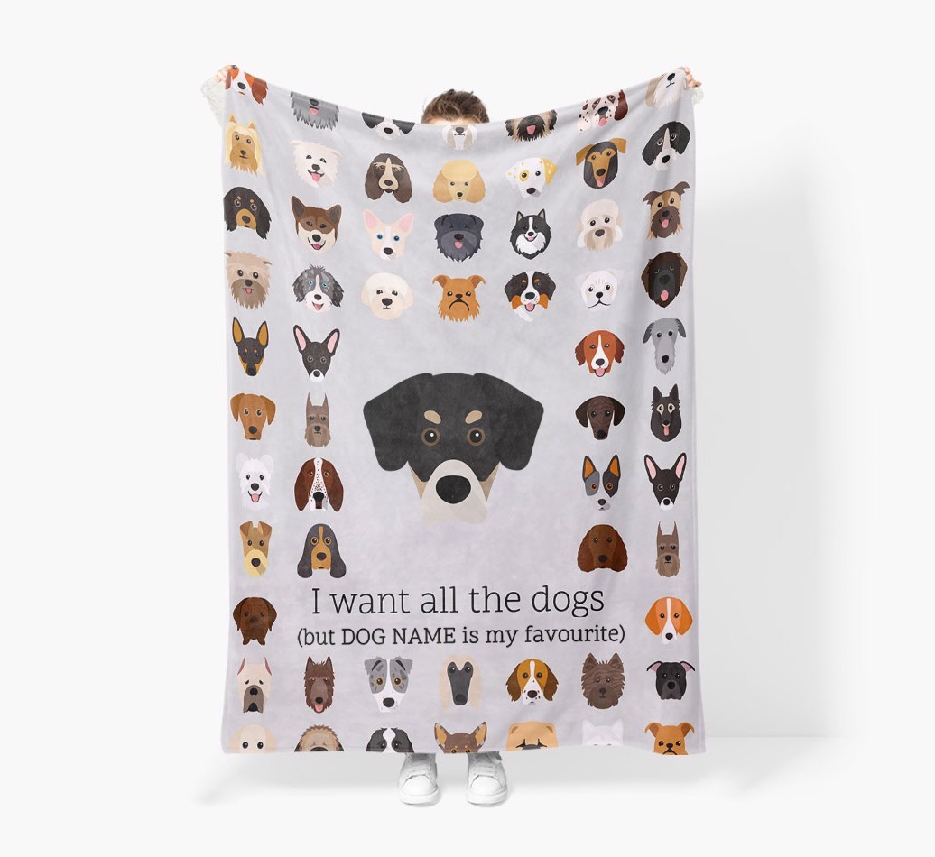 'All The Dogs' - Personalised Sherpa Fleece Blanket with {breedFullName} Yappicon