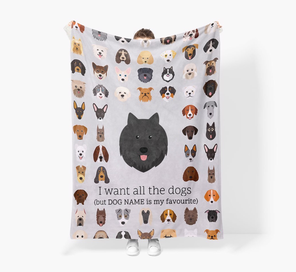 'All The Dogs' - Personalised Sherpa Fleece Blanket with {breedFullName} Yappicon
