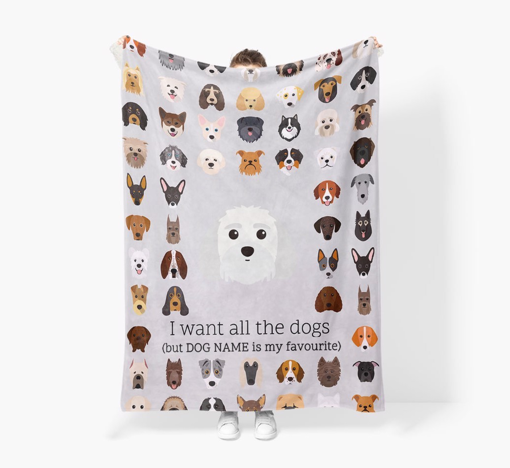 'All The Dogs' - Personalised Sherpa Fleece Blanket with {breedFullName} Yappicon