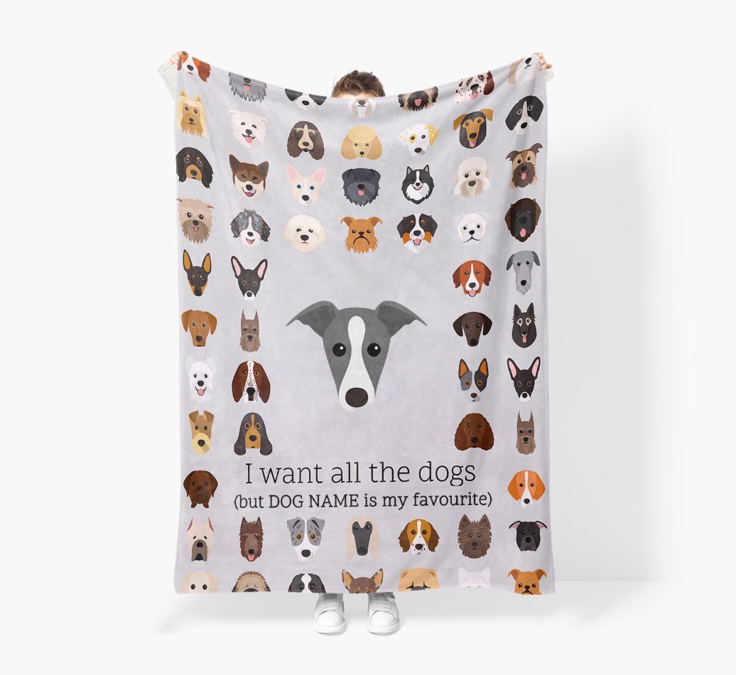 'All The Dogs' - Personalised Sherpa Fleece Blanket with {breedFullName} Yappicon