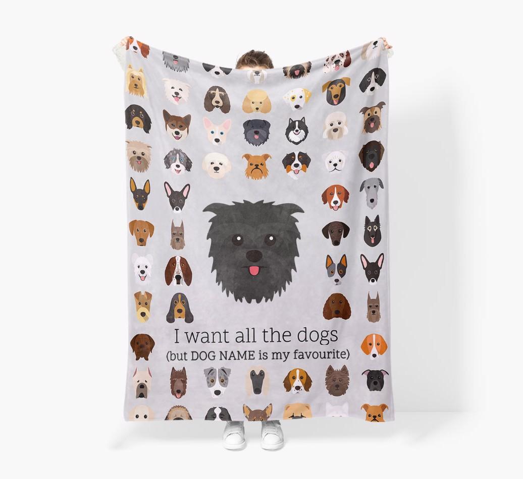 'All The Dogs' - Personalized {breedFullName} Blanket: Premium Sherpa Fleece