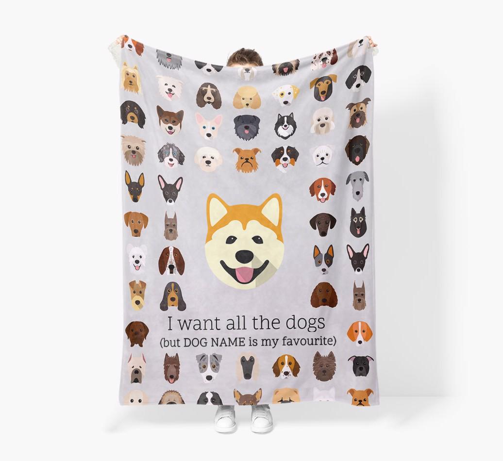 'All The Dogs' - Personalized {breedFullName} Blanket: Premium Sherpa Fleece