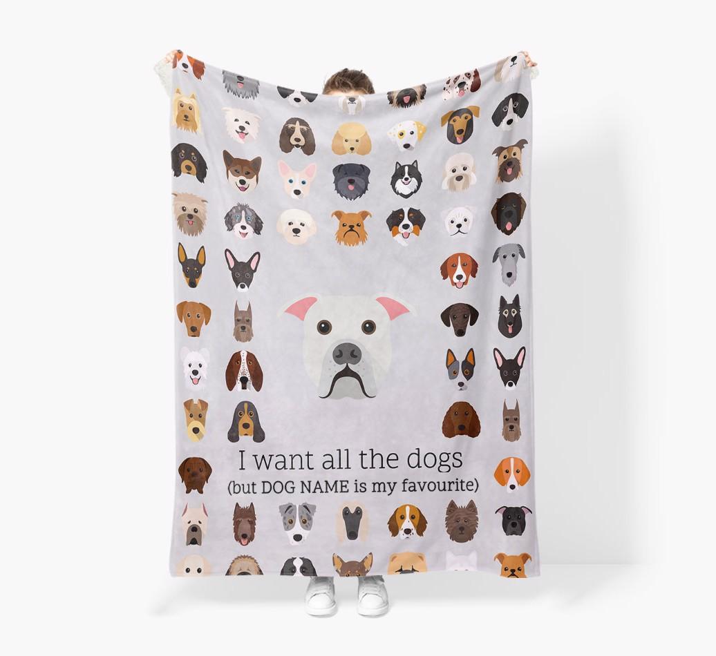 'All The Dogs' - Personalized {breedFullName} Blanket: Premium Sherpa Fleece