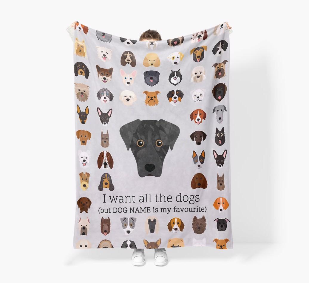 'All The Dogs' - Personalized {breedFullName} Blanket: Premium Sherpa Fleece